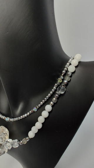 Kolia Diament Herkimer i Kamień Księżycowy srebro 925