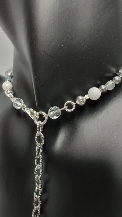 Kolia Diament Herkimer i Kamień Księżycowy srebro 925