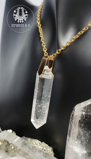 Amulet - Przywieszka - Kryształ Górski srebro 925 pokryte 24k złotem