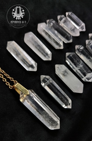 Amulet - Przywieszka - Kryształ Górski srebro 925 pokryte 24k złotem