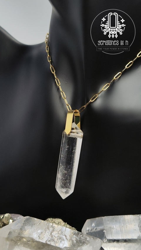 Amulet - Przywieszka - Kryształ Górski srebro 925 pokryte 24k złotem Amulet - Przywieszka - Kryształ Górski srebro 925 pokryte 24k złotem