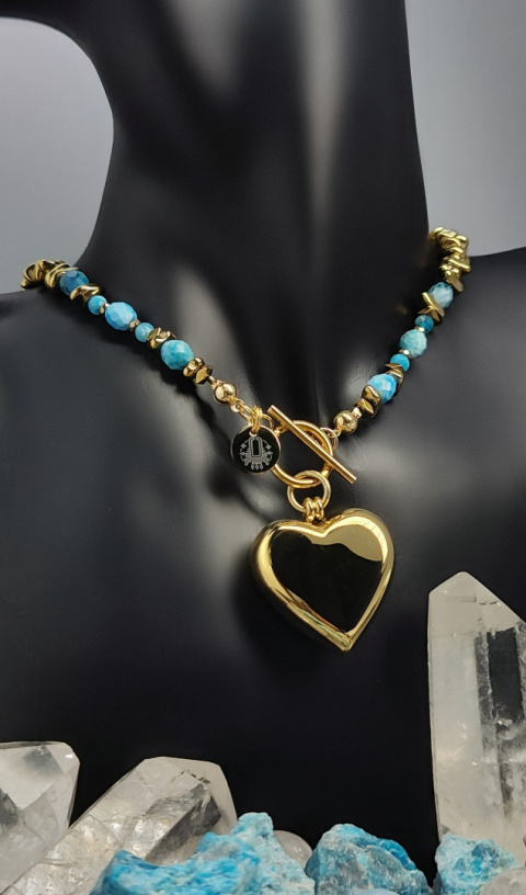 Choker Apatyt,Hematyt srebro pokryte 24k złotem Choker Apatyt,Hematyt srebro pokryte 24k złotem