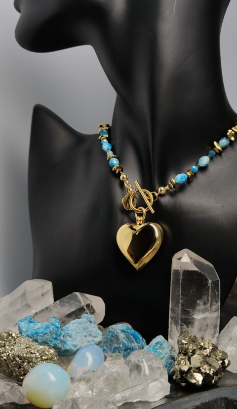 Choker Apatyt,Hematyt srebro pokryte 24k złotem Choker Apatyt,Hematyt srebro pokryte 24k złotem