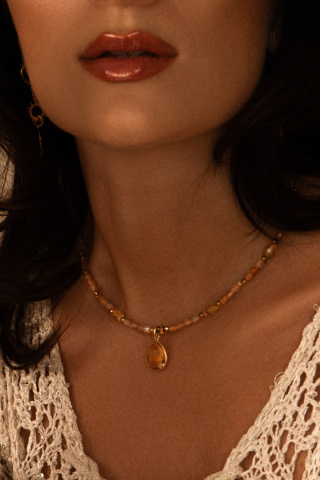 Choker Cytryn Kropla srebro 925 24k