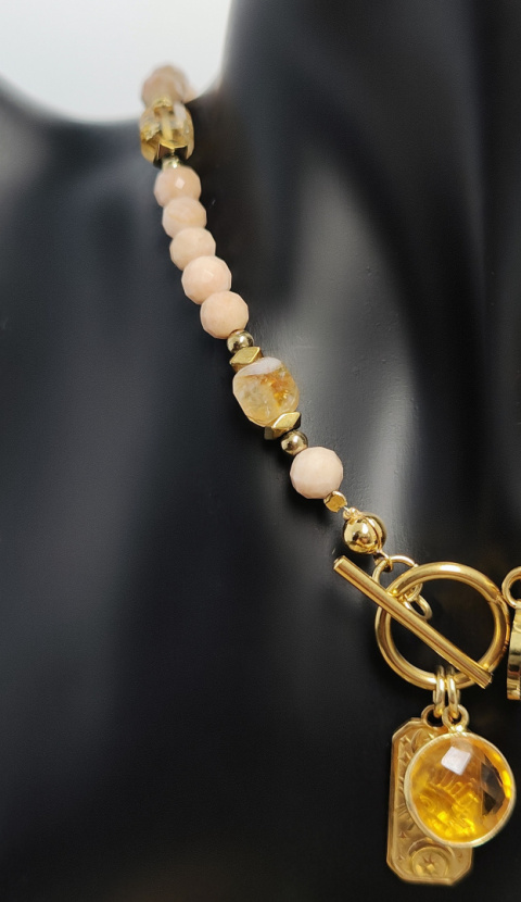 Choker Cytryn i Kamień Słoneczny srebro 925 24k Choker Cytryn i Kamień Słoneczny srebro 925 24k