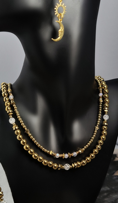 Choker Złoty Hematyt i Kryształ Górski (6mm) Choker Złoty Hematyt i Kryształ Górski (6mm)