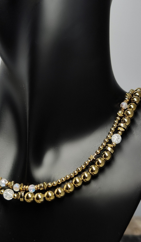 Choker Złoty Hematyt i Kryształ Górski (6mm) Choker Złoty Hematyt i Kryształ Górski (6mm)