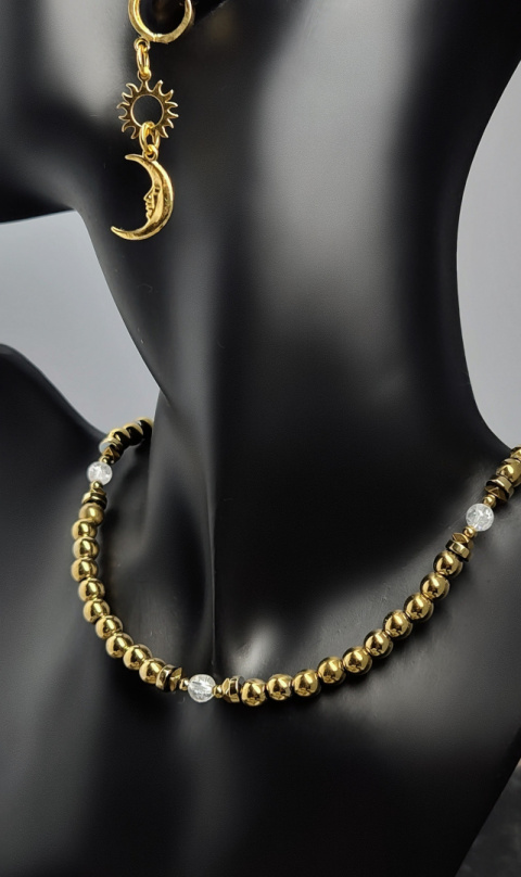 Choker Złoty Hematyt i Kryształ Górski (6mm) Choker Złoty Hematyt i Kryształ Górski (6mm)
