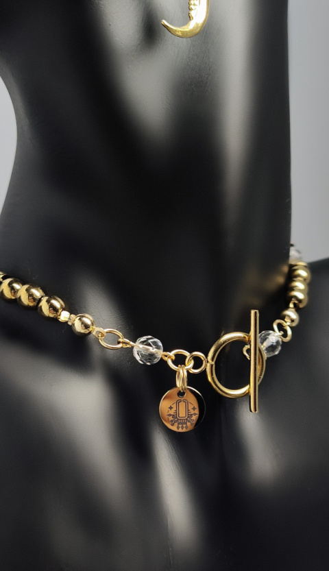 Choker Złoty Hematyt i Kryształ Górski (6mm) Choker Złoty Hematyt i Kryształ Górski (6mm)