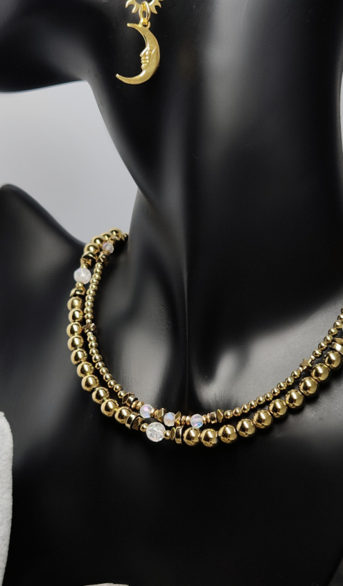 Choker Złoty Hematyt i Kryształ Górski (6mm) Choker Złoty Hematyt i Kryształ Górski (6mm)
