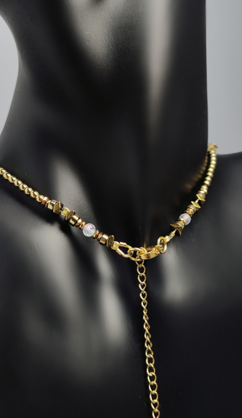 Choker Złoty Hematyt i Kryształ Górski (4mm) Choker Złoty Hematyt i Kryształ Górski (4mm)