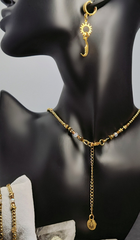 Choker Złoty Hematyt i Kryształ Górski (4mm) Choker Złoty Hematyt i Kryształ Górski (4mm)