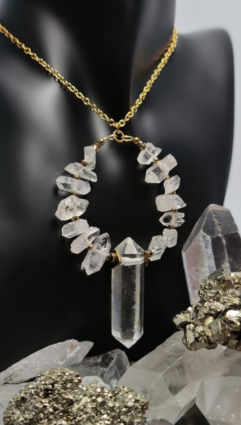 Amulet z Diamentów Herkimer i Kryształu Górskiego