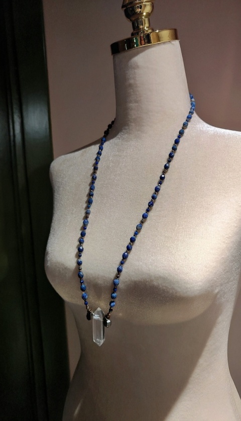 Naszyjnik Lapis Lazuli ,Piryt ,Kryształ Górski Klasa Premium II