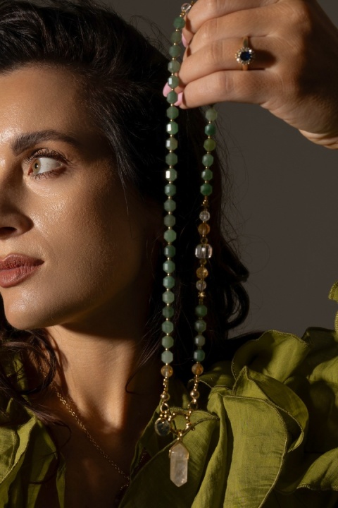 Naszyjnik z Awenturynu - srebro 925 24k